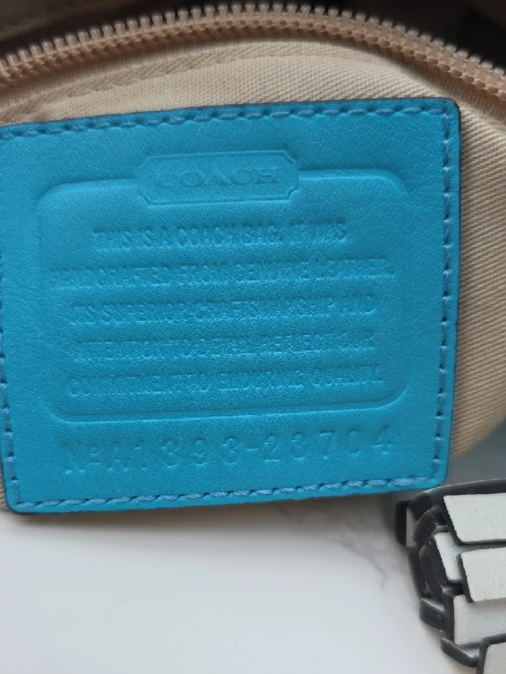 Coach Turquoise Shoulder Bag with Pearl & Chain Details - Picture 12 of 16